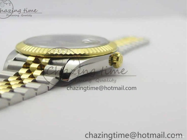 MiroTime 0519 DateJust 41 SS YG 126333 Fluted Bezel DJF Best Edition 904L Steel Gray Dial Green Roman Markers on Jubilee Bracelet A Seasonal 3194